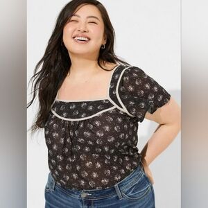 Crinkle Chiffon Flutter Sleeve Top